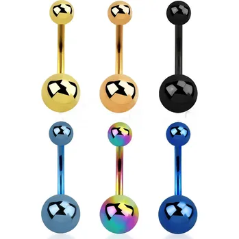 Piercing Piercingate Piercing do pupíku PBK00176 - Barva/Motiv: Modrá, Délka tyčky: 10 mm, Kuličky: 5/8 mm, Průměr tyčky: 1,6 mm