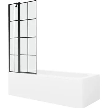 Vanová zástěna MEXEN/S - Vega obdélníková vana 160 x 70 cm s panelem + vanová zástěna 80, černá vzor 550116070X9408117077