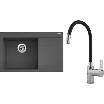 Kuchyňský dřez Set Sinks G5372 (dřez Rim 780 L Titanium 72 levý + baterie Flexia lesklá)