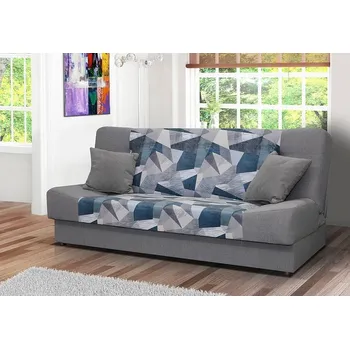 Pohovka Falco Rozkládací pohovka Marry s úložným prostorem, šedá/modrý vzor