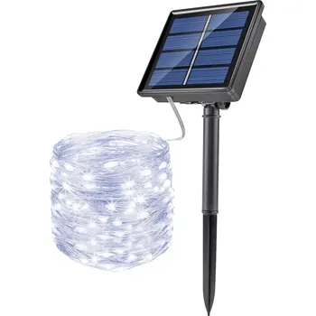 Dekorativní svítidlo Interlook FLD-200LED-WC | Solární girlanda, zahradní lampa | 200 LED, 20m | studená bílá