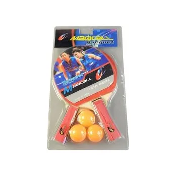 Set pimpongová pálka 2ks, 3 bílé míčky