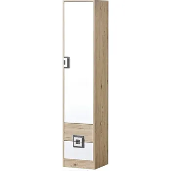 Šatní skříň Dětská šatní skříň NIKO 5 policová, dub jasný/bílá/popel