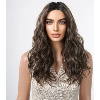 Paruka Hnědá paruka Diana s melíry a se síťkou (lace front)