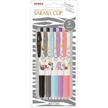 Sada gelových per "Sarasa Clip Kawai Animal", 0,33 mm, stiskací mechanismus, ZEBRA 48267