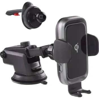 Držák do auta Držák s Qi dobíjením, motoricky ovládaný s chlazením, 2 typy uchycení v ceně (rw-m13)