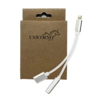 Adaptér HF/audio + nabíjení, Lightning na 1x Jack 3,5mm 1x Lightning (female), barva stříbrná