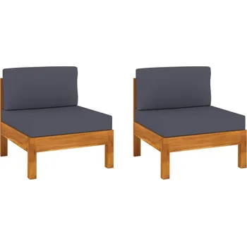 Zahradní sestava ZBXL Středové pohovky 2 ks tmavě šedé podušky masivní akácie