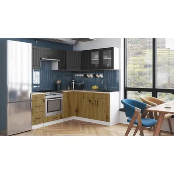 Falco Rohová kuchyňská linka ROMANA grafit/artisan mat