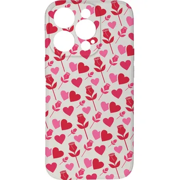 Pouzdro na mobilní telefon Kryt Srdce a růže pro iPhone 15 Pro