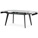 Autronic Rozkládací jídelní stůl HT-405M WT, keramická deska bílý mramor/černý kov