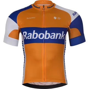 Cyklistické oblečení BONAVELO Cyklistický dres s krátkým rukávem - RABOBANK - oranžová/modrá 5XL