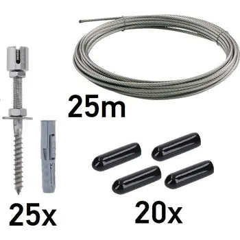 Opora na rostlinu Zelená nástěnná sada 2000x2000mm, 3mm drát, nerezová ocel