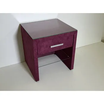 Ložnicová sestava Čalouněný noční stolek fialový - Star + led osvětlení