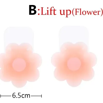 Těhotenská móda Samolepící silikonové krytky na prsa 2 ks - B - Květina (6,5 cm)