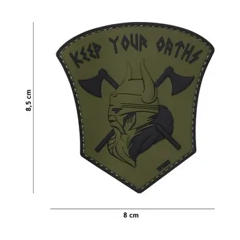 Gumová nášivka 101 Inc nápis Keep Our Oaths - olivová