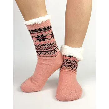 Dámské ponožky Dámské meruňkové vyteplené ponožky L26033 vločka, VELIKOST 35 - 38