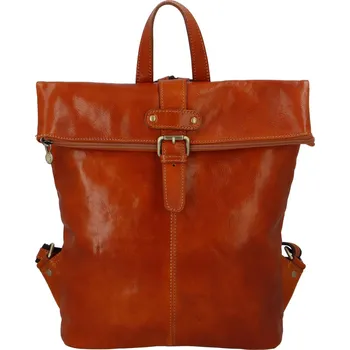 Prostorný kožený batoh Claire, koňaková