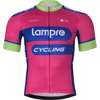 Cyklistické oblečení BONAVELO Cyklistický dres s krátkým rukávem - LAMPRE - růžová/modrá 3XL
