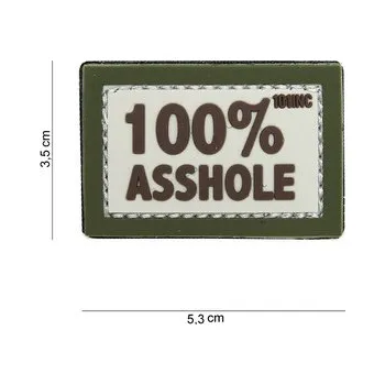 Nášivka Gumová nášivka 101 Inc nápis 100% asshole - béžová