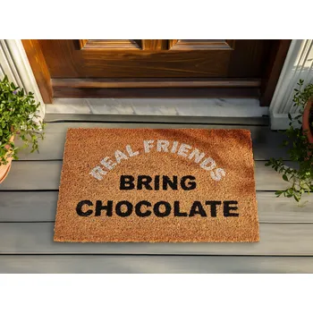 Rohožka Rohožka z přírodního kokosového vlákna 40 x 60 cm protiskluzová s nápisem PVC povrch protiskluzová moderní interiér Beliani