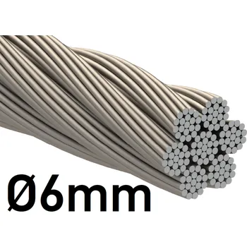 Lano Drát z nerezové oceli Ø6mm, 7x19 drátů, INOX AISI 316