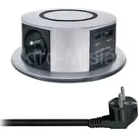 Výsuvný blok 3x zásuvka+USB+C PP120CW-PD20 stříbrná