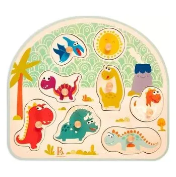 Puzzle B-TOYS DŘEVO Baby puzzle dinosauři vkládací na desce 8 dílků
