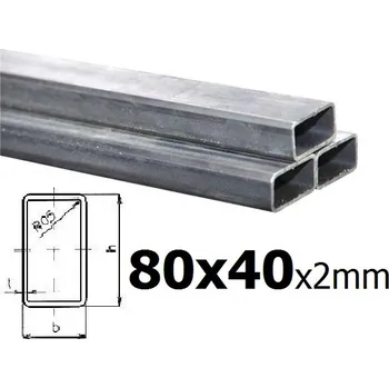 Stavební profil Jeklové profily pro výrobu posuvných vrat 80x40x2 mm do 4,5 m (JOKL-08) černá 6 m