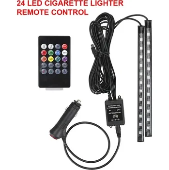 Osvětlení interiéru vozidel LED ambientní podsvícení auta s dálkovým ovládáním - 24LED Doutník