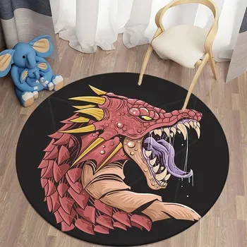 Koberec Kulatý protiskluzový koberec do obýváku motiv Drak - 17,150 cm x 150 cm