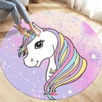Koberec Kulatý dětský koberec s jednorožcem - 11,90 cm x 90 cm