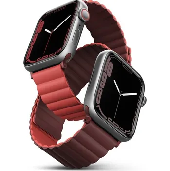 Chytré hodinky UNIQ Revix oboustranný řemínek pro Apple Watch 42/41/40/38mm Burgundy (kaštanový/korálový)