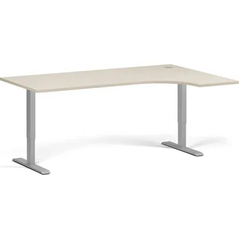Psací stůl B2B Partner Rohový výškově nastavitelný stůl, 180x120 cm, 2 motory, L/P, šedá podnož, bříza
