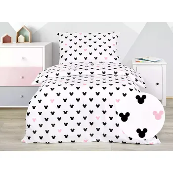 Povlečení Dětské bavlněné povlečení - Mickey mouse růžový 140x200+70x90