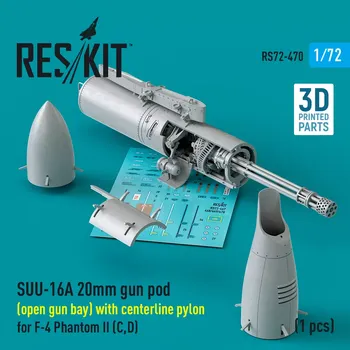 Plastikový model Reskit 1/72 SUU-16A 20mm gun pod (opened) w/ centerl.pyl.