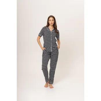 Pánské pyžamo Dámské pyžamo 180/158 černobílé - Karol 3XL