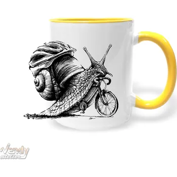 Hrnek - Šnek cyklista Barva: Žlutá