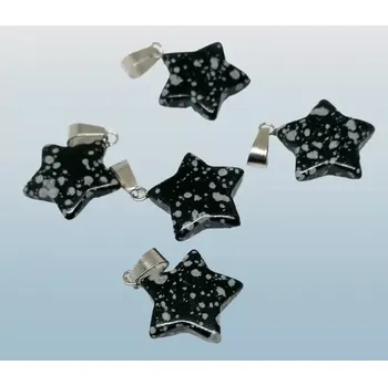 Přívěsek Obsidián vločkový hvězdička 2 cm
