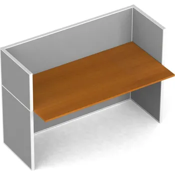 Psací stůl B2B Partner Kancelářský psací stůl PRIMO s paravany, nástěnka, 1 místo, šedá/třešeň