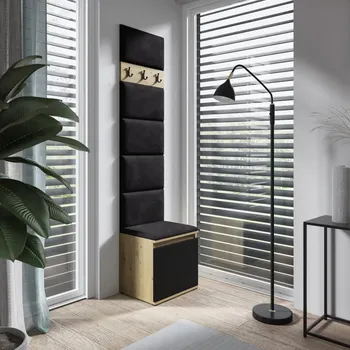 Předsíňová stěna Předsíňová stěna Emi 7 - dub Artisan/černá Barva čalounění: Černá - Trinity 16