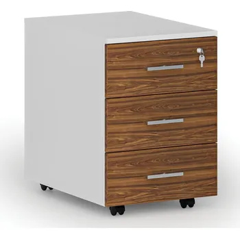 B2B Partner Kancelářský mobilní kontejner PRIMO WHITE, 3 zásuvky, bílá/ořech