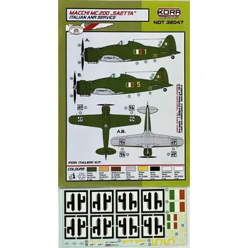 Plastikový model KORA Models 1/32 Decals MC.200 Saetta Italian ANR Service