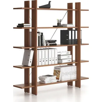 regál B2B Partner Kancelářský regál vysoký dlouhý SOLID, 1800 x 400 x 1825 mm, ořech