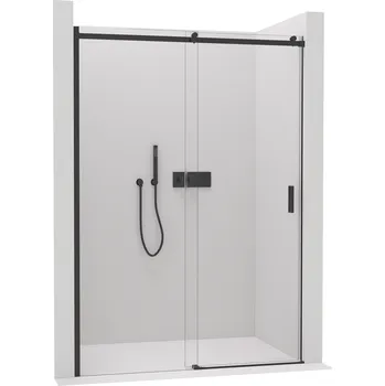 CERANO - Sprchové posuvné dveře Santoro L/P - 6 mm - černá matná, transparentní sklo - 140x195 cm