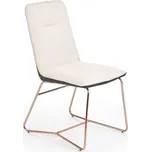 Jídelní židle SKORA — kov, ekokůže, látka, zlatá / krémová