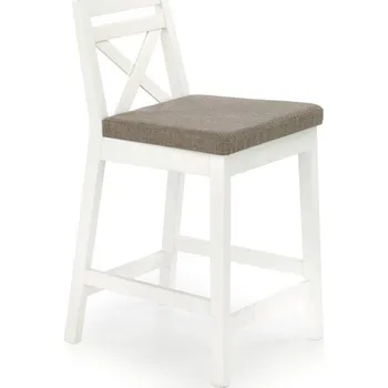 Barová židle BORYS — masiv, látka, bílá / hnědá