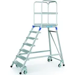 Zarges Hliníkový pojízdný žebřík s plošinou, 7 příček, výška plošiny 1,68 m