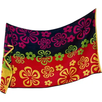 Osuška Velká plážová osuška - květy 90x165 - červeno-černá