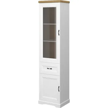 Knihovna Vitrína 1d1w1s bílý / dub harbor Riva